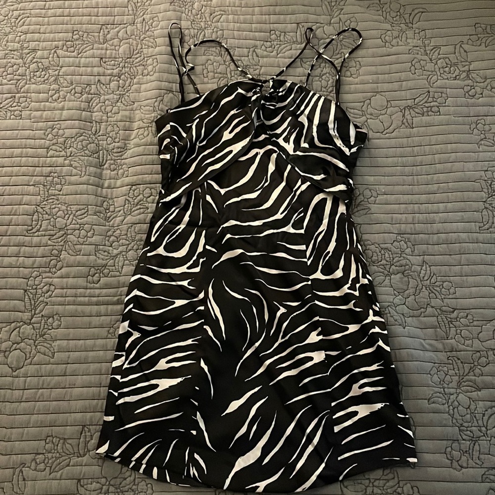 Zara satin zebra print mini dress